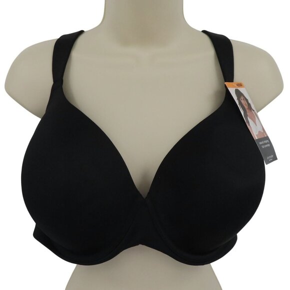 Ambrielle 42DD Bra Solid Black Underwire Lined Wide Straps Full Figure Women NEW - Picture 1 of 13